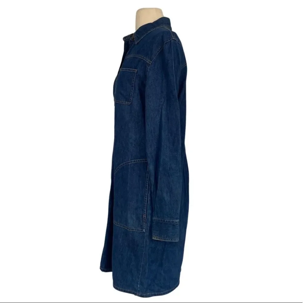 Vintage Retro 90s Talbot's Denim Long Sleeve Button Down Collared Shirt Dress - Picture 8 of 8